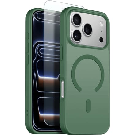Northjo 2-in-1 iPhone 17 Pro Hoesje – Shockproof, MagSafe + Screenprotector Groen