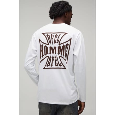 Wit Regular Fit Kruis Grafisch Lange Mouw T-shirt | White | Size XL