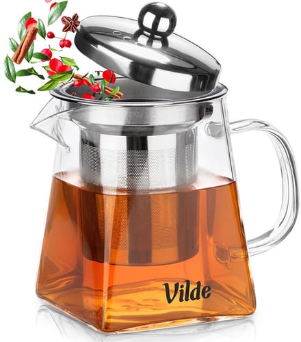 Theepot met Filter Glas Hittebestendig 330 ml - Koffie- en Thee Pot - Infuser - Theezeef - Filter - Zeef