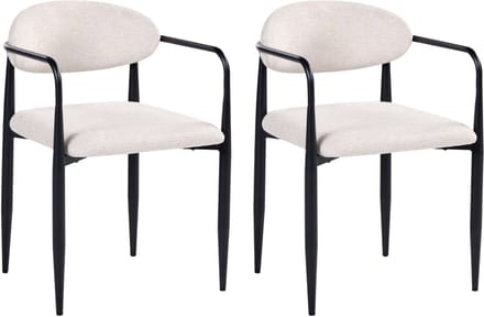 TANEVIK - Eetkamerstoel set van 2 - Lichtbeige - Polyester
