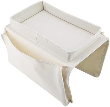 Bank Armsteun Organizer - Opbergtas Sofa - Spullen Opbergen - Met Beker Lade - 19x31cm - Wit