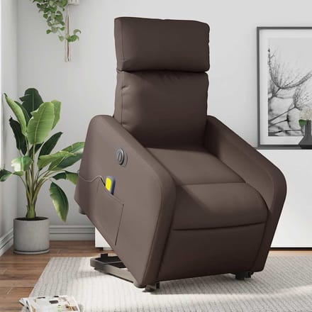 vidaXL - Sta-op-massagestoel - elektrisch - kunstleer - bruin