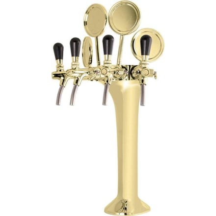 Gouden Bier Tapkolom 4 Uitlopen Complete Set met Bijbehorende Koeling en Post-Koelingslus