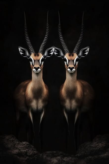 Glasschilderij 80x120cm Twee gazelles