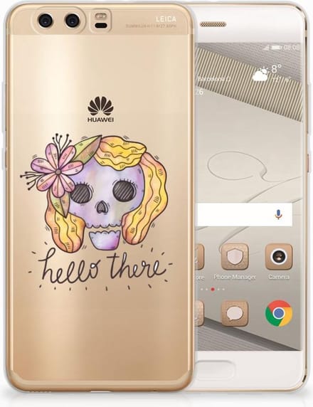 Silicone Back Case Huawei P10 Plus Boho Skull