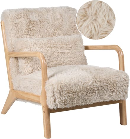 SKOVDE - Fauteuil - Lichtbeige - Kunstbont