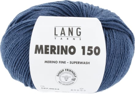 Lang Yarns Merino 150 - 34 donker denimblauw - Merinowol Garen