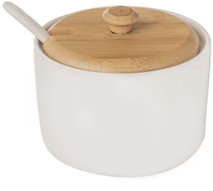 Orion WhiteLine - Porseleinen Suikerpot - 240ml - Bamboe Deksel
