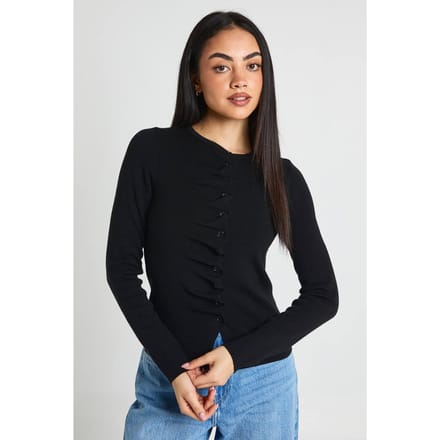 boohoo Dames Vest Met Ruches Sluiting En Knoopsluiting | Black | Maat: Large