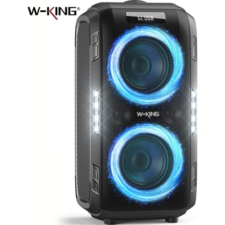 W-KING 250W PEAK grote Bluetooth-luidspreker luidst/massief 120dB/12 aangepaste bas, V5.3 Big Party Boombox draagbare luidspreker draadloos zwart
