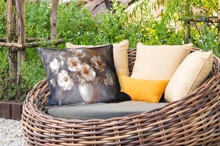 Buitenkussens - Tuin - Bloemen - Wit - Vaas - Modern - 50x30 cm