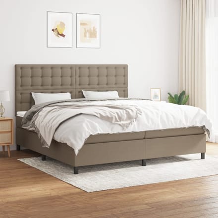 vidaXL - Boxspring - met - matras - stof - taupe - 200x200 - cm