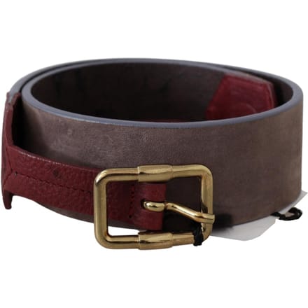 GF Ferre Bruine Leren Brede Gouden Chroom Logo Gesp Riem