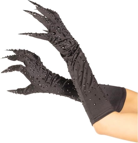 Leg Avenue - Rhinestone Claw Kostuum Handschoenen - Zwart