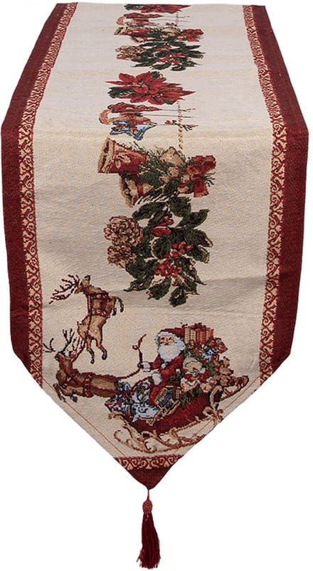 Clayre & Eef Tafelloper Kerst 33x180 cm Beige Polyester