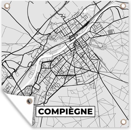 Tuindoek Kaart - Stadskaart - Frankrijk - Compiègne - Plattegrond - 100x100 cm