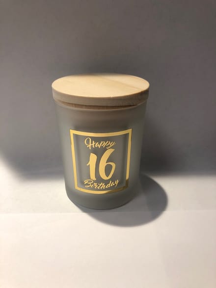 Geurkaars klein roze/zwart - 16 jaar