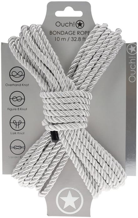 Ouch! by Shots - Polyester Bondage Touw - 10 m / 32,8 ft - Zilver