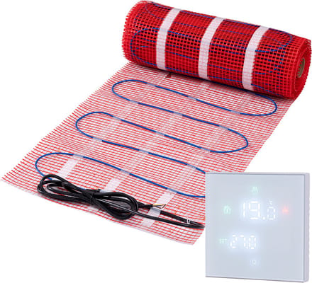 Pro-mat Red Series complete elektrische vloerverwarming set 150 watt met WiFi thermostaat, 2 m², Wit