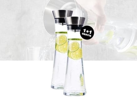 Waterkaraf - 1 Liter - Inclusief RVS Filter - 2 stuks