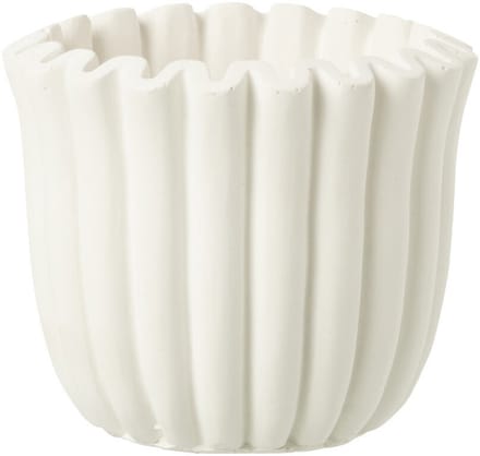 J-Line bloempot Geribbeld - cement - wit - small