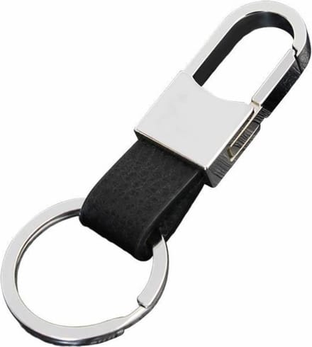 Fako Bijoux - Sleutelhanger - Metaal & PU Leer - Rond - Zilverkleurig