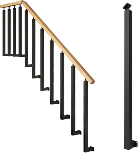 Trapleuning Kolom - Baluster Spindel - Veilig Traplopen - Verstelbare Hoek - 95 cm - Zwart