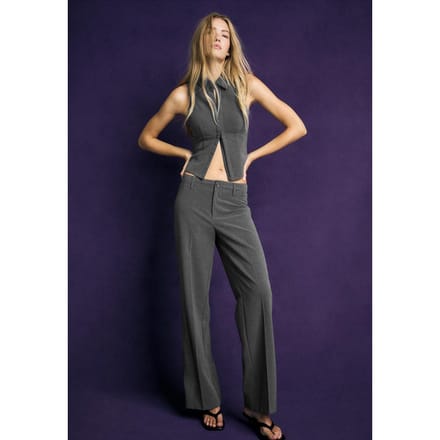 Stradivarius Mouwloze top met drukknopen  Donkergrijs S