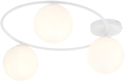 Euluna - plafondlamp - 3lichts - staal, glas - H: 20 cm - E14 - wit, opaal wit