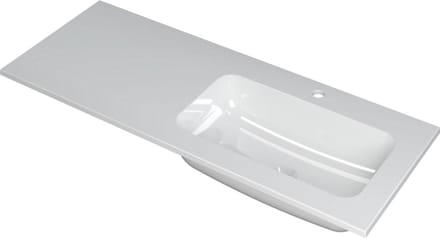 INK® Faktor wastafel polystone rechts met 1 kraangat, 120x45x1,5cm, glans wit