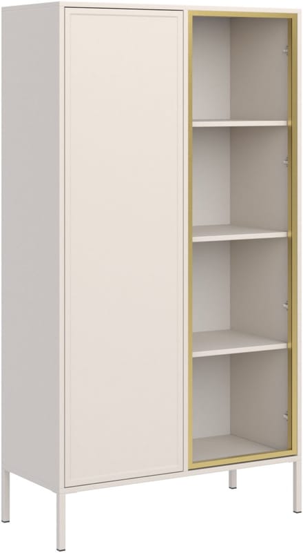 Selsey Velveto – Vitrinekast 2 deuren – met glazen front – kasjmiergrijs – 90 cm