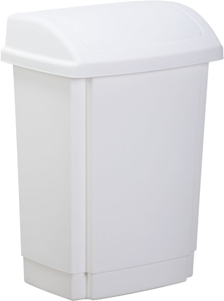 plast team afvalbak met swingdeksel, 15 liter, wit