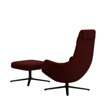 Vitra - Repos Fauteuil & Ottoman - basic dark gepoedercoat - Cosy2 kastanje - Zithoogte 40 cm - rood