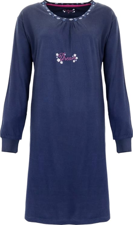 Tenderness Dames Nachthemd - 100% Gekamde Katoen - Blauw - Maat S