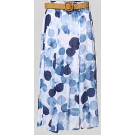 Midi-rok van slub met abstracte print