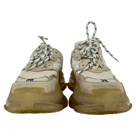 Balenciaga Triple S sneakers met transparante zool in beige polyester