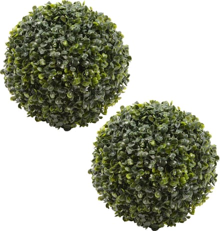 Everlands buxus kunstplant - 2x - D22 cm - groen - kunststof - rond