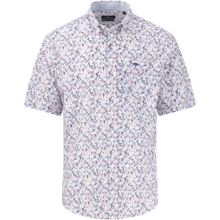 Fynch-Hatton Overhemd Flower Leaves Pattern Short Sleeve Button-Down Peony / male