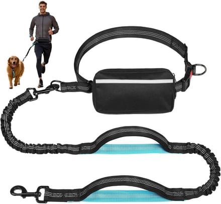 Handsfree hondenriem met afneembare zak en dubbele dempers