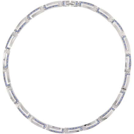 Behave – Ketting – Blauw Kristal – Zilverkleurig Glanzend – Elegant – 43 cm