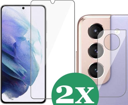 2x Screenprotector geschikt voor Samsung Galaxy S21 Plus - 2x Camera Screen Protector Glas