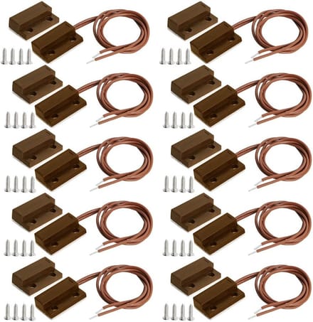 10 stuks Bruine Inbouw Bedrade Vensteralarmen Deurcontact Sensor MC38