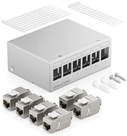 6-Poorts Patchpaneel Set met RJ45 Keystone Jack Modules voor Netwerksetup 1HE