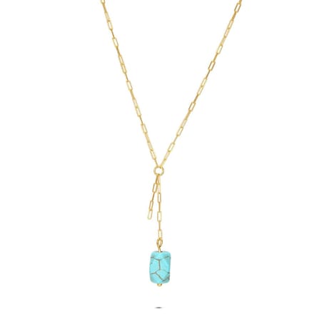 Twice As Nice Halsketting in zilver, turquoise steen Goudkleurig 42cm+5cm