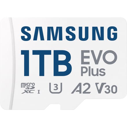 Samsung microSD Card EVO Plus microSD-kaart Retail 1 TB A2 Application Performance Class, v30 Video Speed Class, UHS-Class 3, Class 10 Waterdicht,