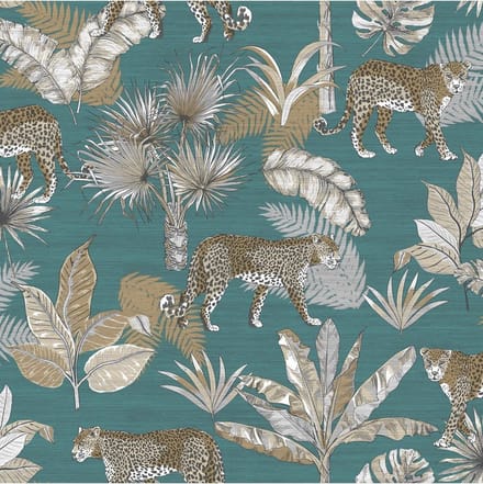 DUTCH - WALLCOVERINGS - Behang - Leopard - blauw - en - beige