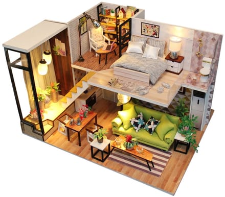 Modern studio - 3D Puzzel met Handleiding - DIY - Miniatuur Modelbouw Hout Kinderen en Volwassenen - Houten bouwpakket - Assemblr