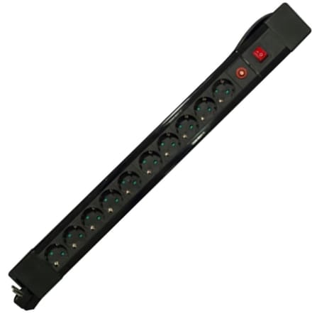 Chacon Stekkerdoos met schakelaar 10-voudig - 16A - 3x1,5mm2 - 1.5m - Zwart