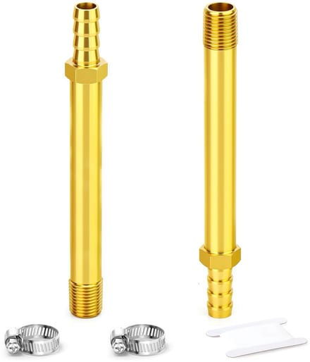Dailygoods- Pijpfitting Messing - 2 Stuks - Lange Nippel - 1/4" Bsp