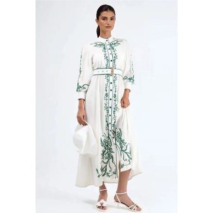 Bloemige Midi Hemdress met Ceintuur
